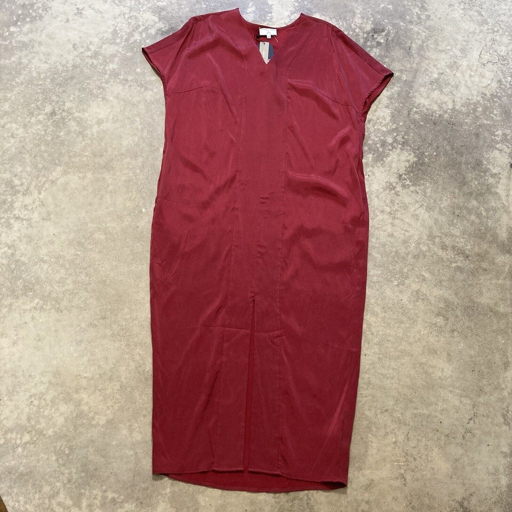 Universal Standard for J.Crew cupro Tunic Dress Womens Sz XS Burgundy Red